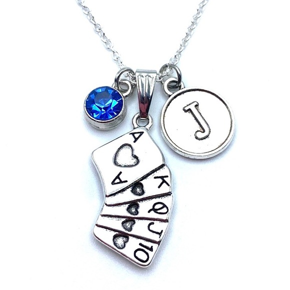 Royal Flush Poker Cards Necklace May Be Personalized - Picture 6 of 7